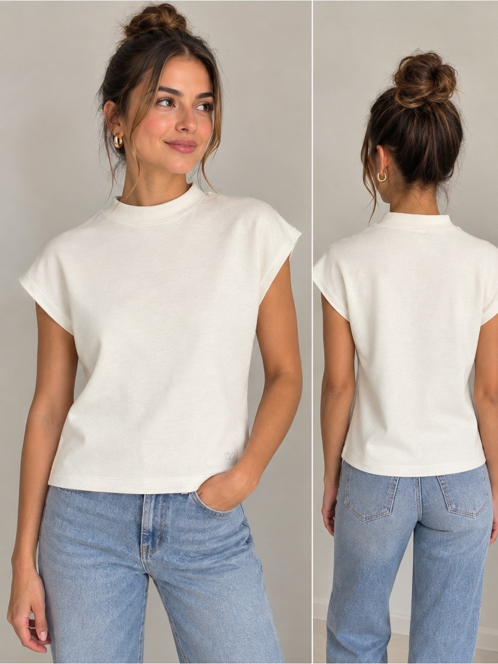 Aday Mock Neck Short Sleeves Top Women’s Sz L